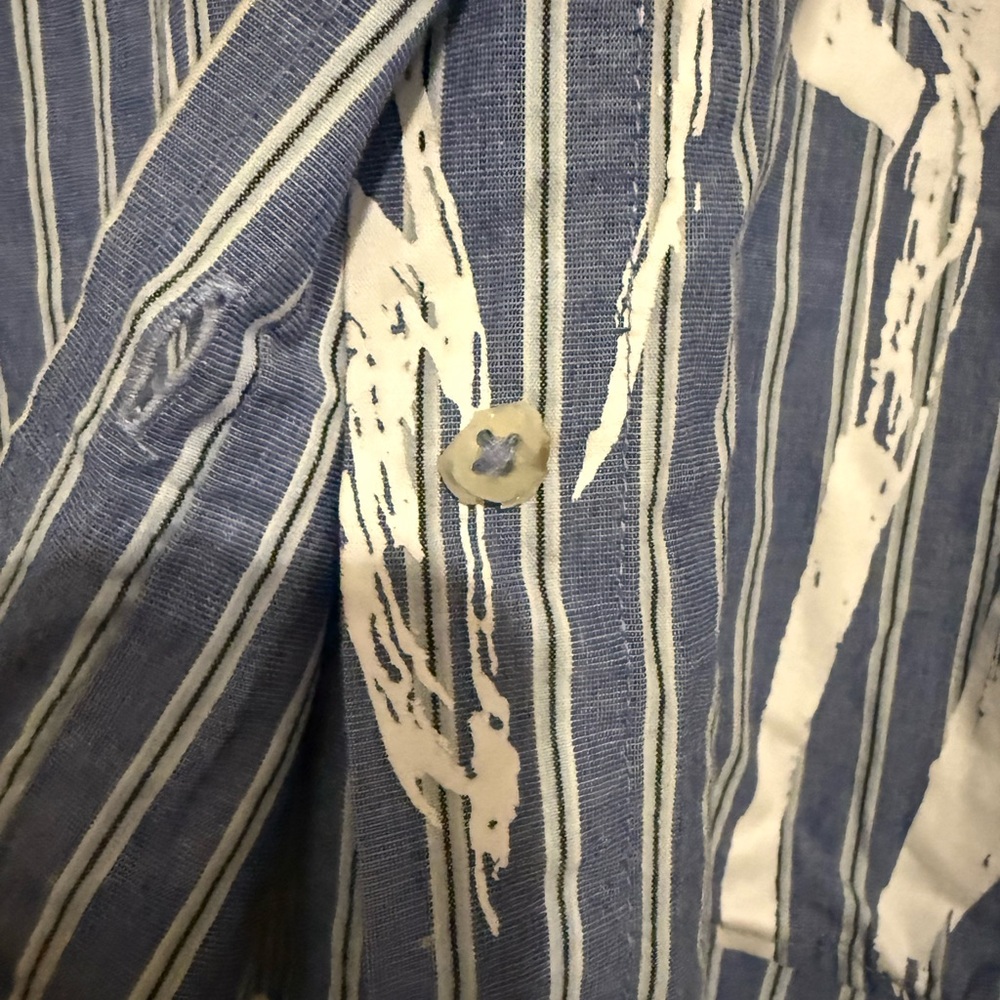 Anthropologie Maeve Blue and White Floral Striped Oversized Shirt Size Medium P - Picture 4 of 8